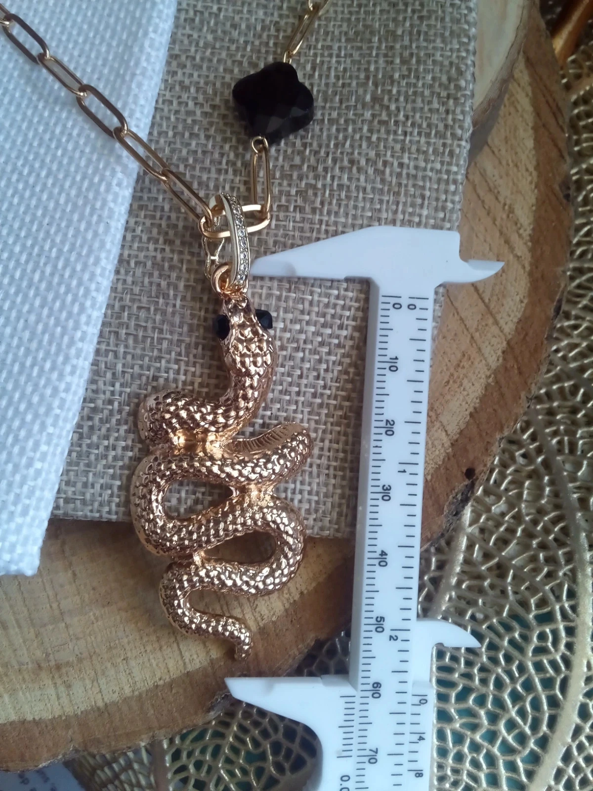 Collier serpent et pierre trèfle obsidienne noire 🖤. – photo 4